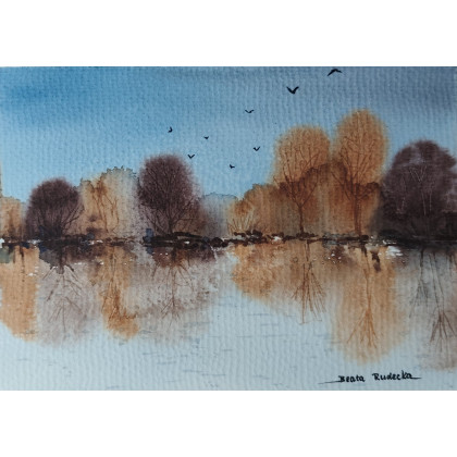 Beata Rudecka - obrazy akwarela - Akwarela Akwarelka Obraz pt: Jesień 13,5 x 19 cm foto #2