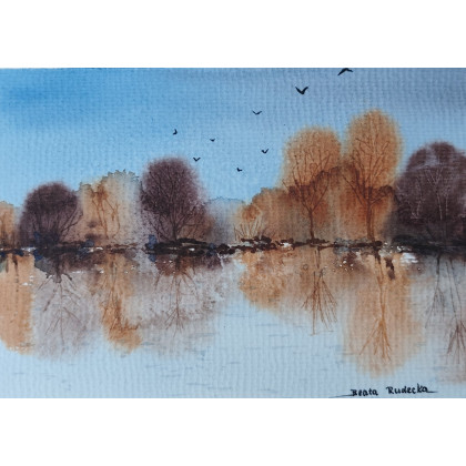 Beata Rudecka - obrazy akwarela - Akwarela Akwarelka Obraz pt: Jesień 13,5 x 19 cm foto #4