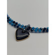 Naszyjnik Krótki Serce Kryształki Granatowe
