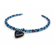 Naszyjnik Krótki Serce Kryształki Granatowe