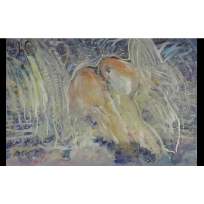 Eryk Maler - obrazy olejne - ANIOŁ, - Akt w pejzażu, 80x120 cm, 2025 foto #2