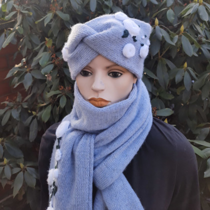 MarMat - inne - Białe Róże. Komplet zimowy szal i opaska. foto #1