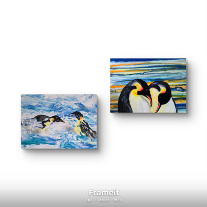 Ewa Mościszko - obrazy akryl - Kompozycja pingwiny krolewskie foto #1