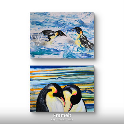 Ewa Mościszko - obrazy akryl - Kompozycja pingwiny krolewskie foto #2