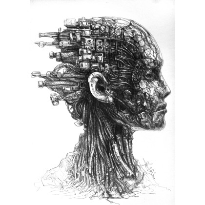 Cyberbytowanie - rysunek piórkiem, Krzysztof Krawiec, rysunek tuszem