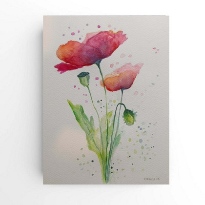 Maki- akwarela 24/18 cm, Paulina Lebida, obrazy akwarela