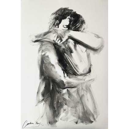 Przytul - 100x70, Studio.Sensual, rysunek węglem