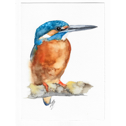 Zimorodek -  obraz akwarelowy, Magdalena Malik, obrazy akwarela