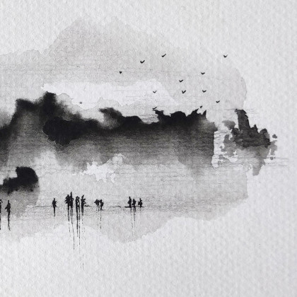 Maja Gajewska - obrazy akwarela - Unikat - tusz i akwarela w oprawie (nr3) foto #3