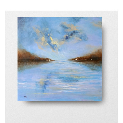 Białe łodzie- obraz akrylowy 60/60 cm, Paulina Lebida, obrazy akryl