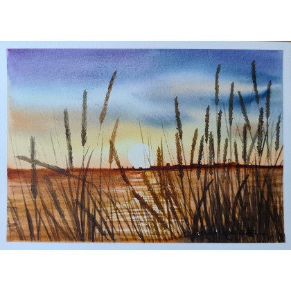 Beata Rudecka - obrazy akwarela - Akwarela Akwarelka Obraz pt: Po Drugiej Stronie 15 x 21 cm Unikat foto #2