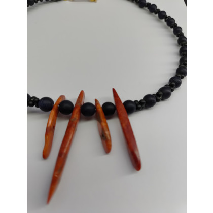 unikatart - korale,naszyjniki - Naszyjnik Kamień Ksieżycowy Koral Czerwony foto #1