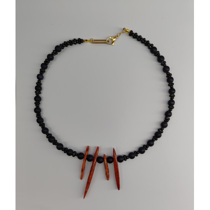 unikatart - korale,naszyjniki - Naszyjnik Kamień Ksieżycowy Koral Czerwony foto #2