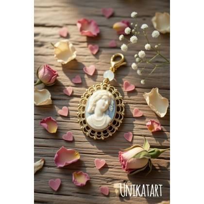 unikatart - wisiory - Wisiorek Camea Dama Niebieska Klasyczna Biżuteria foto #1