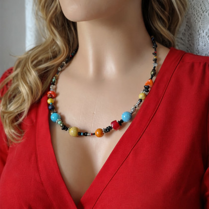 unikatart - korale,naszyjniki - Naszyjnik Fantazyjny Kolorowy Boho foto #1