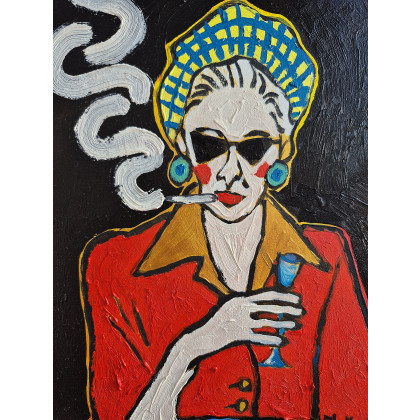 Marlena Kuć - obrazy olejne - kobieta z czarnego tła foto #2