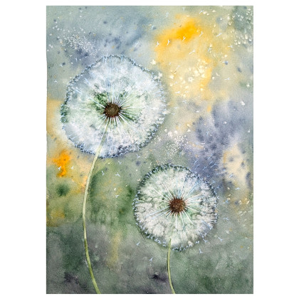 Akwarela A3. Dmuchawce, Małgorzata Domańska ART, obrazy akwarela