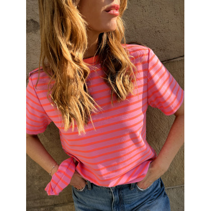 Fantasy / fluo - bawełniany t-shirt z kolorowym ściągaczem, Marta Hajduk-Pawlica, bluzki