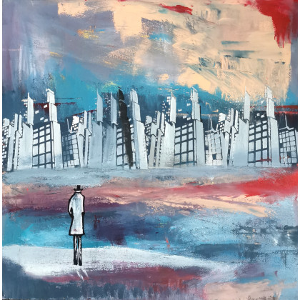 Zatopione miasto, Przemysław Michalczuk, obrazy akryl