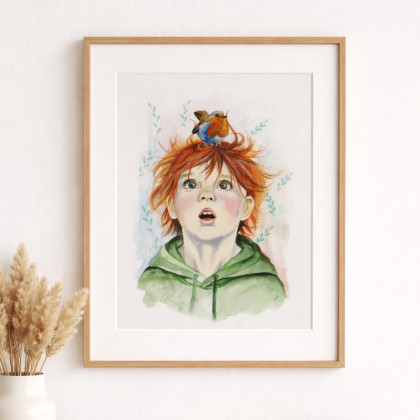 Między Marzeniami - obrazy akwarela - Rudzielec z rudzikiem - akwarela na papierze foto #1