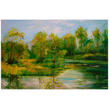 Nad wodą obraz olejny 63cm-97cm, Grażyna Potocka, obrazy olejne