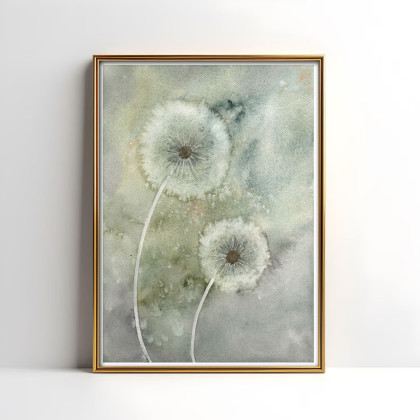 Akwarela A4.  Dmuchawce, Małgorzata Domańska ART, obrazy akwarela