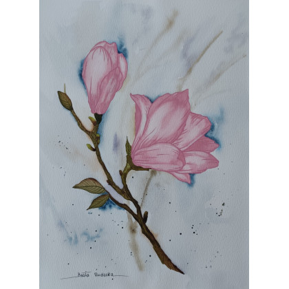 Beata Rudecka - obrazy akwarela - Akwarela Akwarelka Obraz pt: Magnolia 22,5 x 30 foto #3