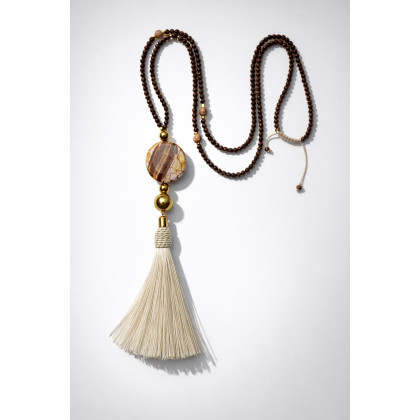 Naszyjnik Z Kamieniem i Chwostem Cytrynowym, unikatart, korale,naszyjniki