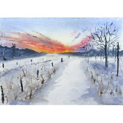 Yunona Kucherevska - obrazy akwarela - Akwarela A4 Zima foto #1