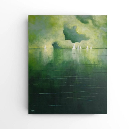 Morze w zieleniach - obraz akrylowy 50/40 cm, Paulina Lebida, obrazy akryl