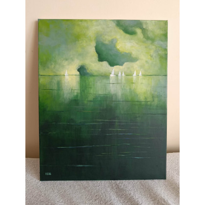 Paulina Lebida - obrazy akryl - Morze w zieleniach - obraz akrylowy 50/40 cm foto #3