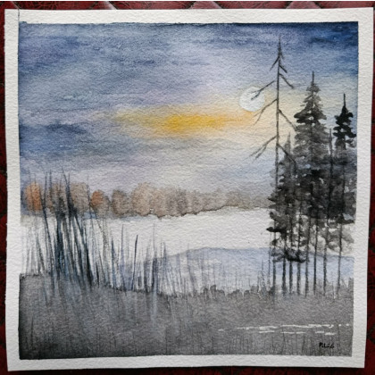 Paulina Lebida - obrazy akwarela - Pejzaż- akwarela 20/20 cm foto #2