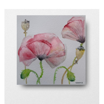 Kwiaty- akwarela 15/15 cm, Paulina Lebida, obrazy akwarela