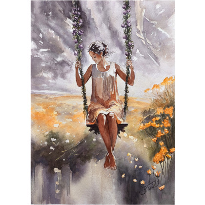 Liryczny balans, Akwarela A3, Joanna Tomczyk, obrazy akwarela