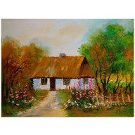 CHATA W MALWACH NA WSI OBRAZ OLEJNY 30CM-40CM