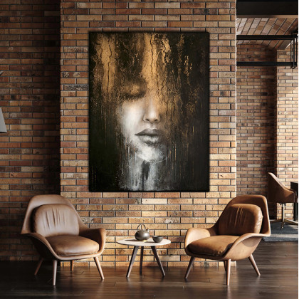 Dorota Kalinowska - obrazy akryl - ILLUZJA 01 - abstrakcyjny portret 90x120 cm foto #3