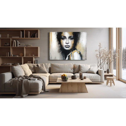 Dorota Kalinowska - obrazy akryl - SPOJRZENIE portret kobiety 120x90 foto #1