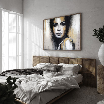 Dorota Kalinowska - obrazy akryl - SPOJRZENIE portret kobiety 120x90 foto #4