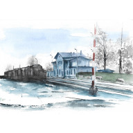 MAŁA STACYJKA - AKWARELA