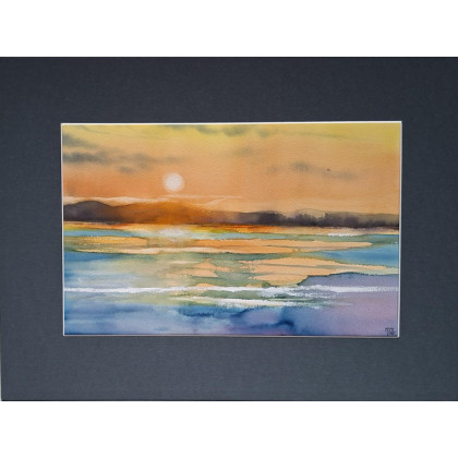 Jolanta Zdanowicz - obrazy akwarela - Zimowy zachód słońca foto #2