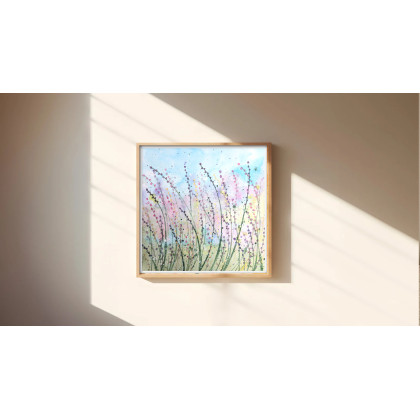 Akwarela 23x23cm. Kolorowa łąka, Małgorzata Domańska ART, obrazy akwarela