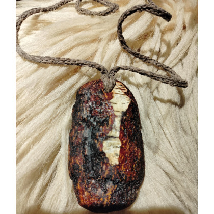 Krzysztof Paweł Kowalski - korale,naszyjniki - Naszyjnik z drewna i lnu. foto #1