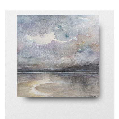 Morze- akwarela 20/20 cm, Paulina Lebida, obrazy akwarela