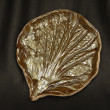 Złoty liść. Patera lub świecznik ceramiczny