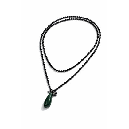 Naszyjnik Sznur Z Malachitem, unikatart, korale,naszyjniki