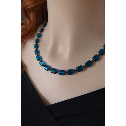 unikatart - korale,naszyjniki - Naszyjnik Krótki Korale Teal Niebieskie2 foto #1