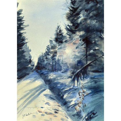 Blue denim, Joanna Magdalena, obrazy akwarela