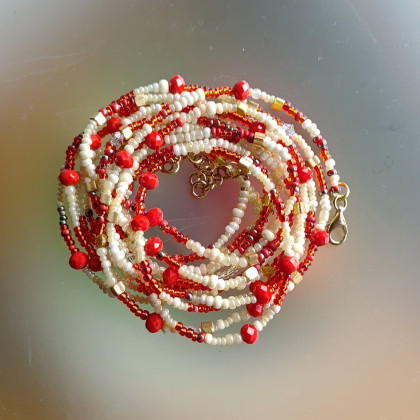 unikatart - korale,naszyjniki - Bransoletka BohoMix Czerwone Korale foto #1