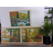 Zestaw ręcznie malowanych obrazów akrylowych - Tryptyk jesienny polski pejzaż z ramami w komplecie