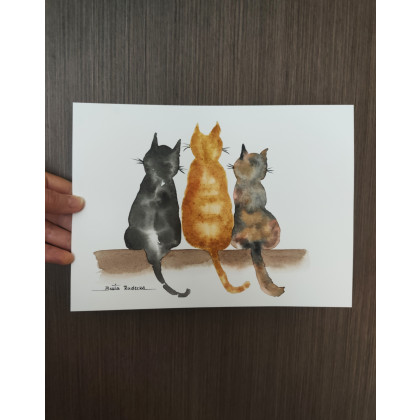 Beata Rudecka - obrazy akwarela - Akwarela Akwarelka Obraz pt: Koty 26 x 19 foto #1
